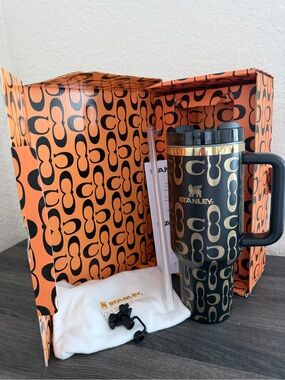 Stanley 40oz Black Gold Monogram Tumbler Gift Box Set